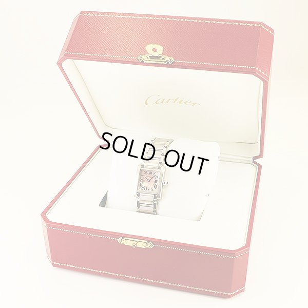 カルティエ　タンクフランセーズＳＭ　２３８４　ピンクシェル文字盤　箱