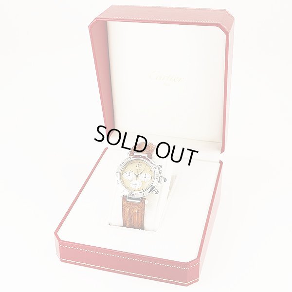 カルティエ　パシャ３８　クロノグラフ　茶文字盤　箱