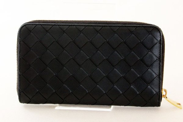 ボッテガヴェネタ　イントレチャート ジップアラウンドウォレット P024698620 ブラック　裏面