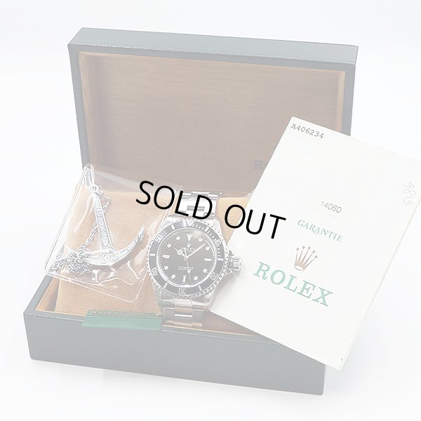 ロレックス　サブマリーナノンデイト　１４０６０　Ａ番（９９年）　黒文字盤　箱・保証書・錨チャーム