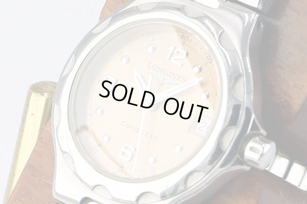 ロンジン　コンクエスト　Ｌ１．１３１．４　ピンク文字盤　サイド拡大