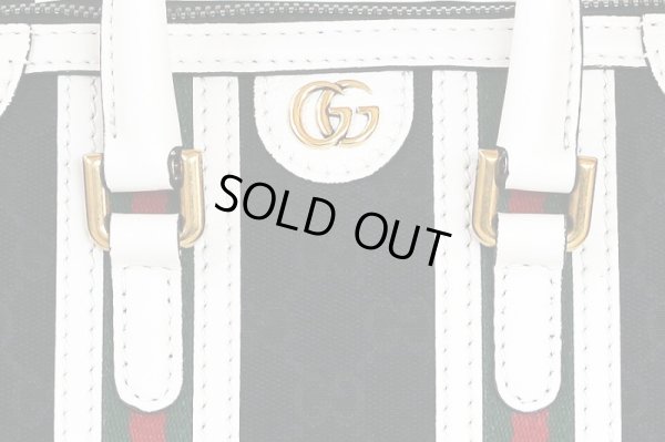 グッチ　ミニ トップハンドルバック 715771 498879 ブラック／ホワイト　表面拡大