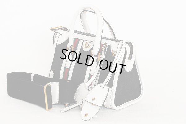 グッチ　ミニ トップハンドルバック 715771 498879 ブラック／ホワイト　サイド