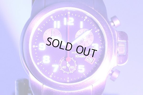 ハミルトン　カーキアクション　クロノグラフ　Ｈ６３４１２１　黒文字盤　ライト