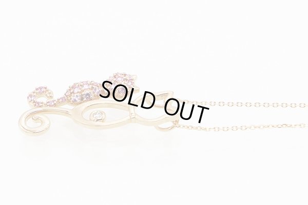 K18PG ピンクサファイアダイアイリペンダントネックレス0.32ct 0.03ct 4.70g　サイド