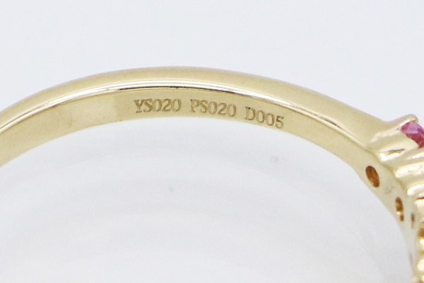 K18 マルチサファイアダイアイリリング 0.84ct 0.05ct 2.60g　刻印(2)