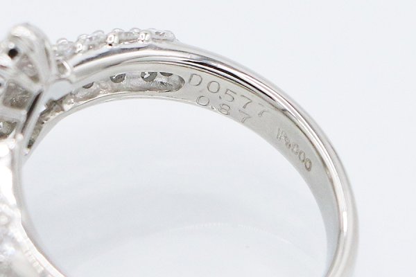 PT900 ダイアイリリング 0.577ct 0.87ct 7.60g　刻印