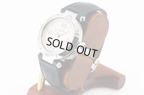 カルティエ　パシャ３８　アイボリー文字盤　サイド