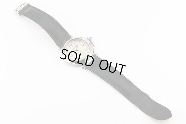 カルティエ　パシャ３８　アイボリー文字盤　革ベルト状態　表面