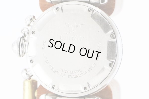 カルティエ　パシャＣ　クロノグラフ　白文字盤　裏面拡大