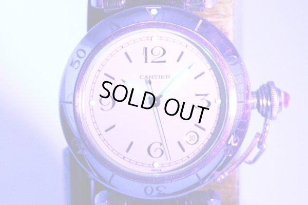 カルティエ　パシャ３８　アイボリー文字盤　ライト