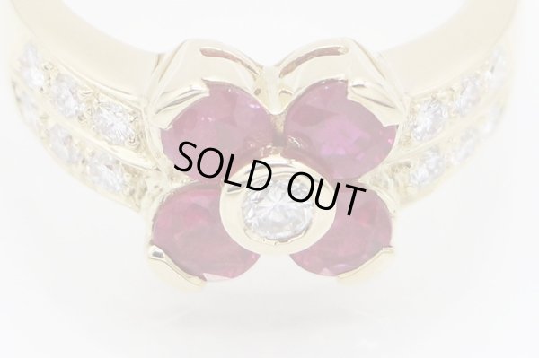 K18 ルビーダイアイリリング 1.68ct 0.40ct 6.10g　拡大