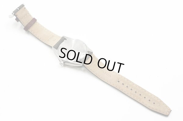 ハミルトン　ブロードウェイ　デイデイト　Ｈ４３３１１０　銀文字盤　茶ストライプ　革ベルト状態　裏面