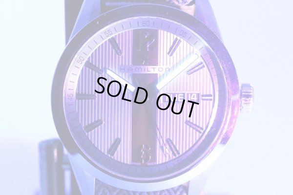 ハミルトン　ブロードウェイ　デイデイト　Ｈ４３３１１０　銀文字盤　茶ストライプ　ライト