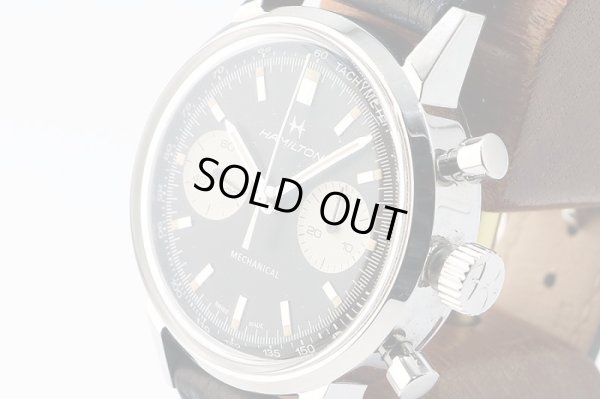 ハミルトン　アメリカンクラシック　Ｈ３８４２９０　黒文字盤　白インダイアル　サイド拡大