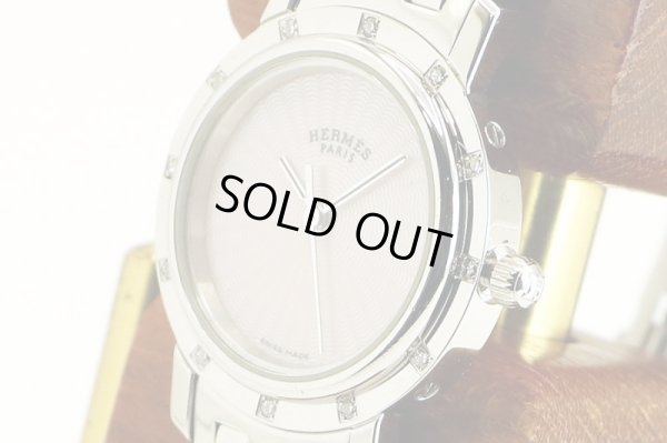 エルメス　クリッパーナクレ　ＣＬ４．２３０　ピンクシェル文字盤　Ｄベゼル　サイド拡大