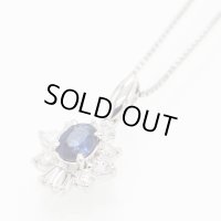 PT850/900 サファイアダイアイリペンダントネックレス 0.53ct 0.41ct 4.20g
