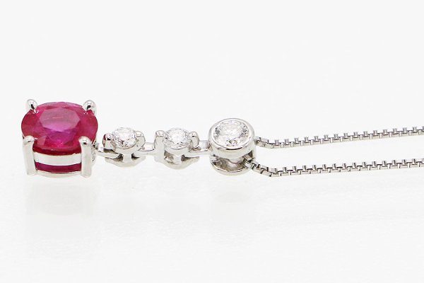 PT850/900 ルビーダイアイリペンダントネックレス 0.95ct 0.17ct 3.60g　サイド