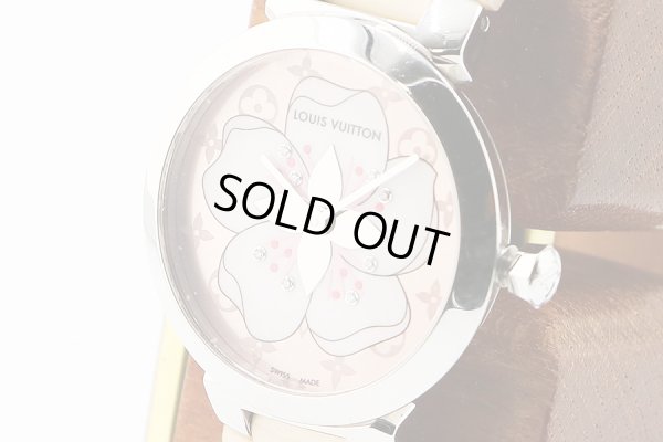 ルイヴィトン　タンブールフラワー　Ｑ１２ＭＧ－Ｅ　桜花柄文字盤　サイド拡大