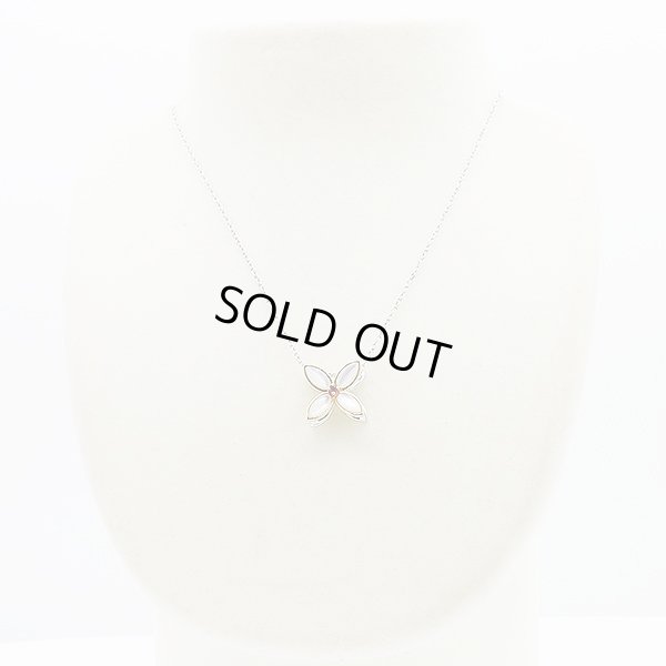 ミキモト K18/WG シェルルビーダイアイリペンダントネックレス 0.04ct 0.32ct 8.50g　装着イメージ　裏面