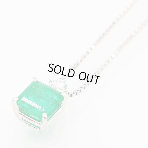 タサキ　PT900/850 エメラルドダイアイリペンダントネックレス 1.73ct 0.11ct 5.10g