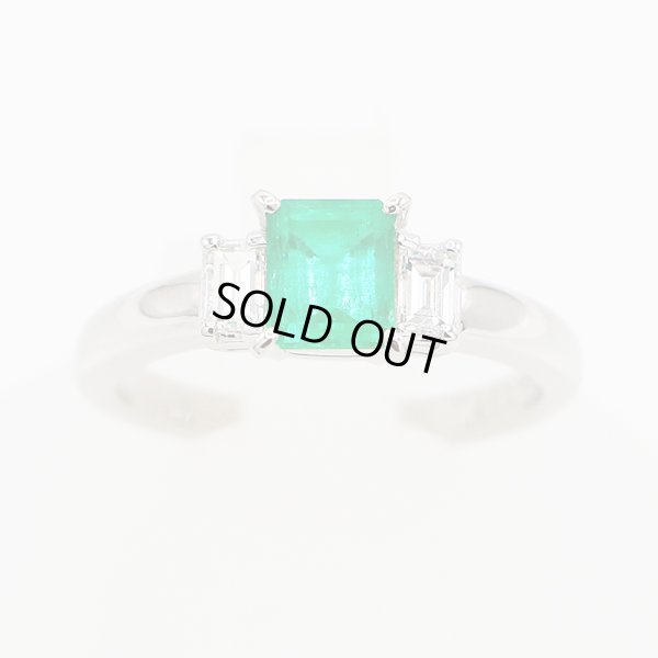 タサキ　PT900 エメラルドダイアイリリング 0.87ct 0.30ct 4.90g