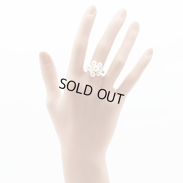 タサキ　PT900 パールダイアイリリング 0.07ct 8.60g　装着イメージ