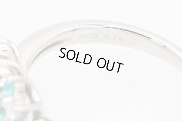 タサキ　PT900 トルマリンダイアイリリング 0.14ct 5.20g　刻印(2)