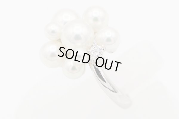 タサキ　PT900 パールダイアイリリング 0.07ct 8.60g　サイド