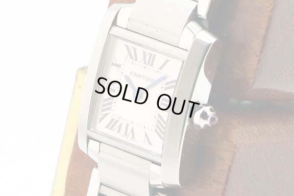 カルティエ　タンクフランセーズＳＭ　２３８４　ピンクシェル文字盤　サイド拡大