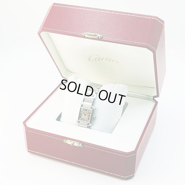 カルティエ　タンクフランセーズＳＭ　２３８４　ピンクシェル文字盤　箱