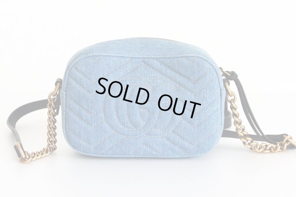 グッチ GGマーモント パールショルダーバック 477895 213317 ブルー 裏面