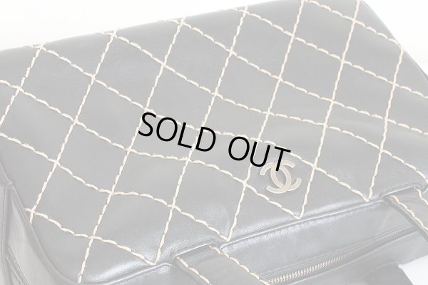 シャネル　ワイルドステッチ ハンドバック A14692 ブラック　表面ステッチ汚れ