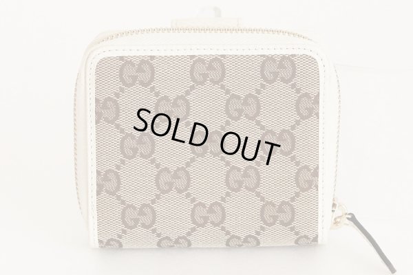 グッチ　ニツ折財布 346056 534563 ベージュ／ホワイト　裏面