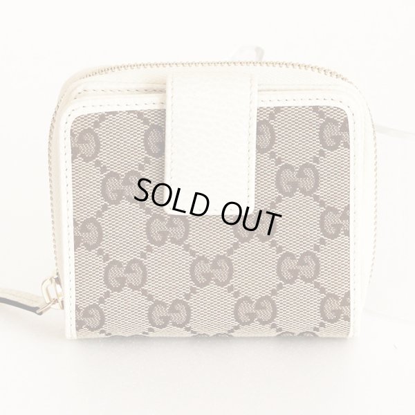 グッチ　ニツ折財布 346056 534563 ベージュ／ホワイト