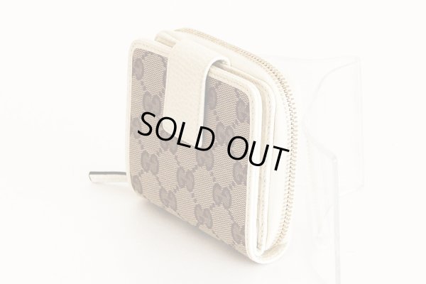 グッチ　ニツ折財布 346056 534563 ベージュ／ホワイト　サイド