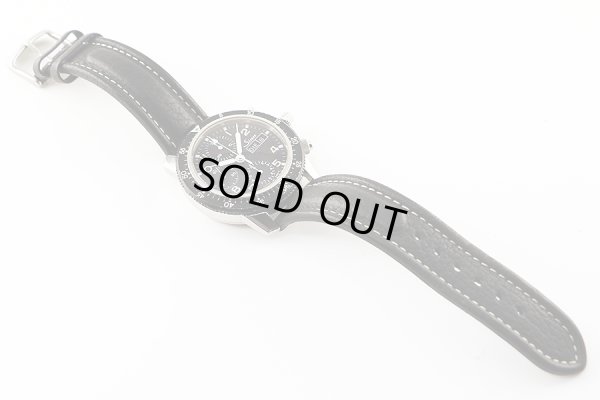 ジン　１０３　クロノグラフ　初期型　黒文字盤　革ベルト状態　表面