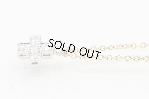 ティファニー　PT950/750YG クルーシフォーム ダイアイリペンダントネックレス 2.20g　サイド