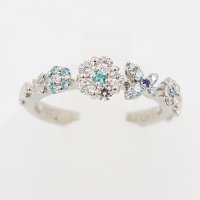 セイレーン アズーロ　PT900 トルマリンサファイアダイアイリリング 0.10ct 0.01ct 0.25ct 5.30g 