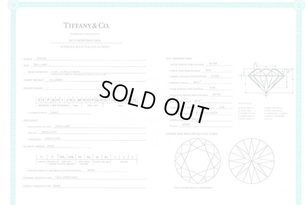 ティファニー　PT950 ソリティア　ダイアイリペンダントネックレス 0.33ct 2.60g　鑑定書