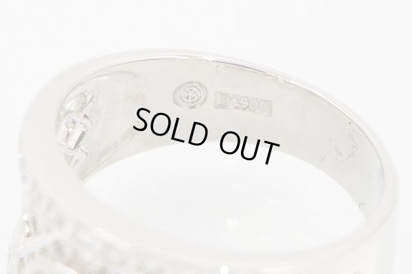 イヴ・サンローラン　PT900 ダイアイリリング 0.39ct 0.15ct 8.00g　刻印