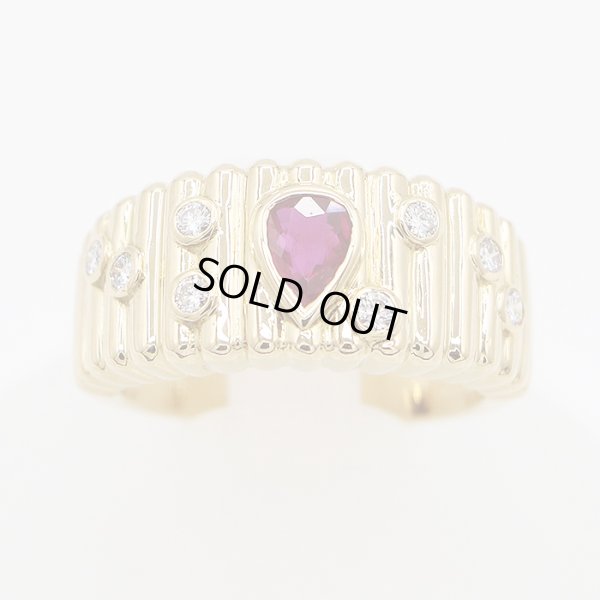 K18 ルビーダイアイリリング 0.59ct 0.20ct 9.30g