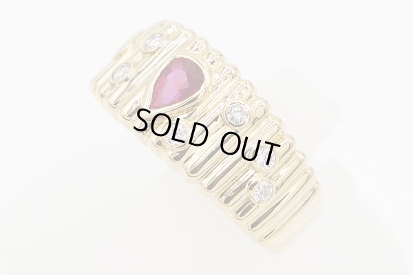 K18 ルビーダイアイリリング 0.59ct 0.20ct 9.30g　サイド