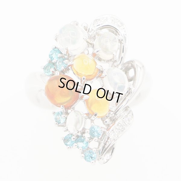 PT900 マルチオパールトルマリンダイアイリリング 2.12ct 0.31ct 0.06ct 11.00g