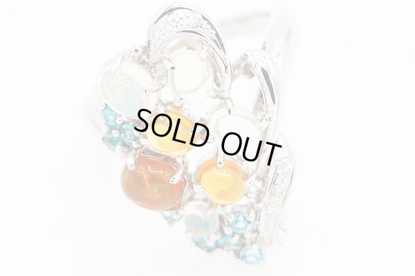 PT900 マルチオパールトルマリンダイアイリリング 2.12ct 0.31ct 0.06ct 11.00g　拡大