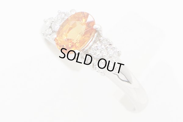 PT900 スペサルティンガーネットダイアイリリング 1.31ct 0.24ct 3.80g　サイド
