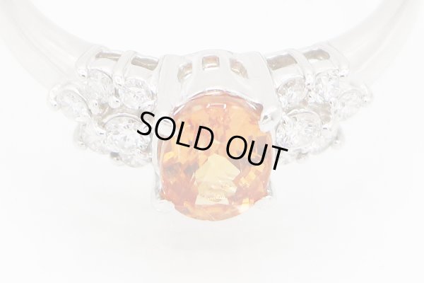 PT900 スペサルティンガーネットダイアイリリング 1.31ct 0.24ct 3.80g　拡大