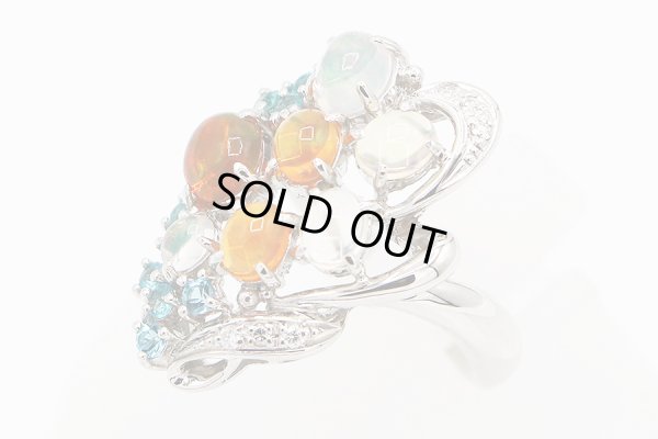 PT900 マルチオパールトルマリンダイアイリリング 2.12ct 0.31ct 0.06ct 11.00g　サイド