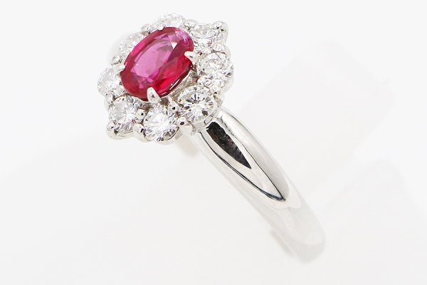 PT900 ルビーダイアイリリング 0.55ct 0.50ct 5.60g　サイド