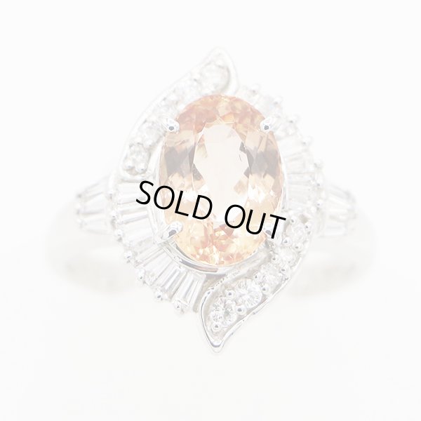 PT900 インペリアルトパーズダイアイリリング 2.896ct 0.584ct 6.50g